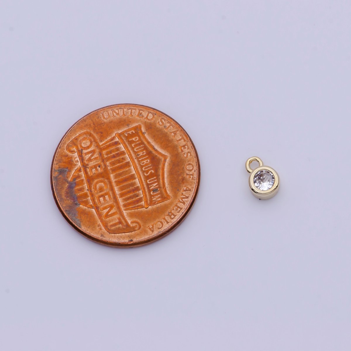 4mm Round Clear Cubic Zirconia Charm Component AG-137 - DLUXCA