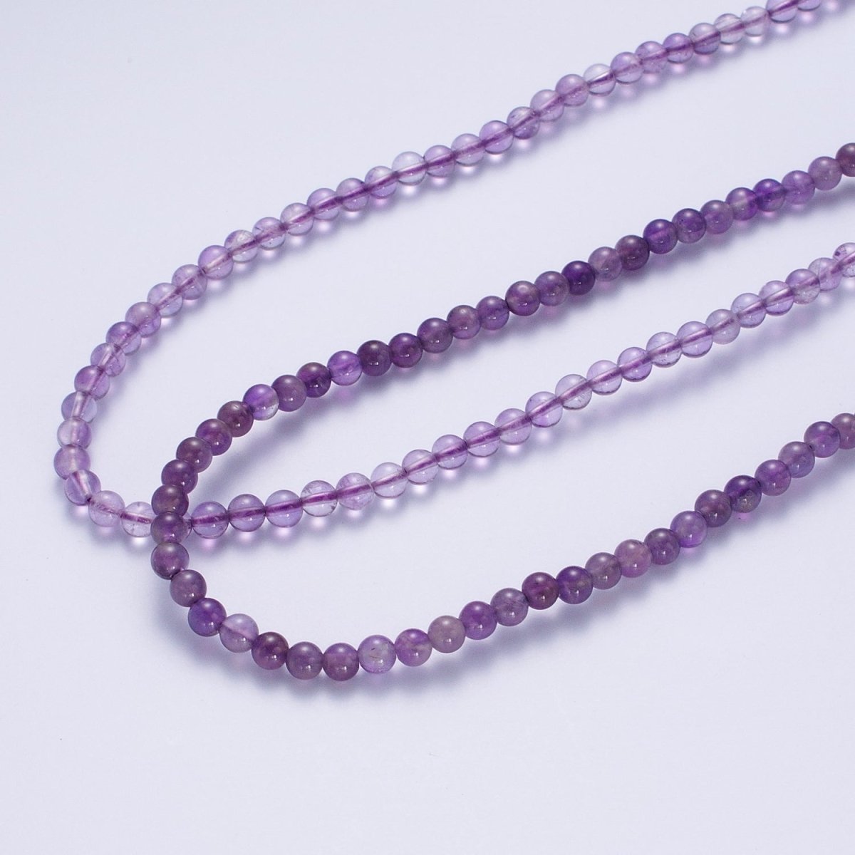 4mm Round Light / Dark Purple Amethyst Gemstone 16.5 Inch Choker Necklace | WA-1184 WA-1193 Clearance Pricing - DLUXCA