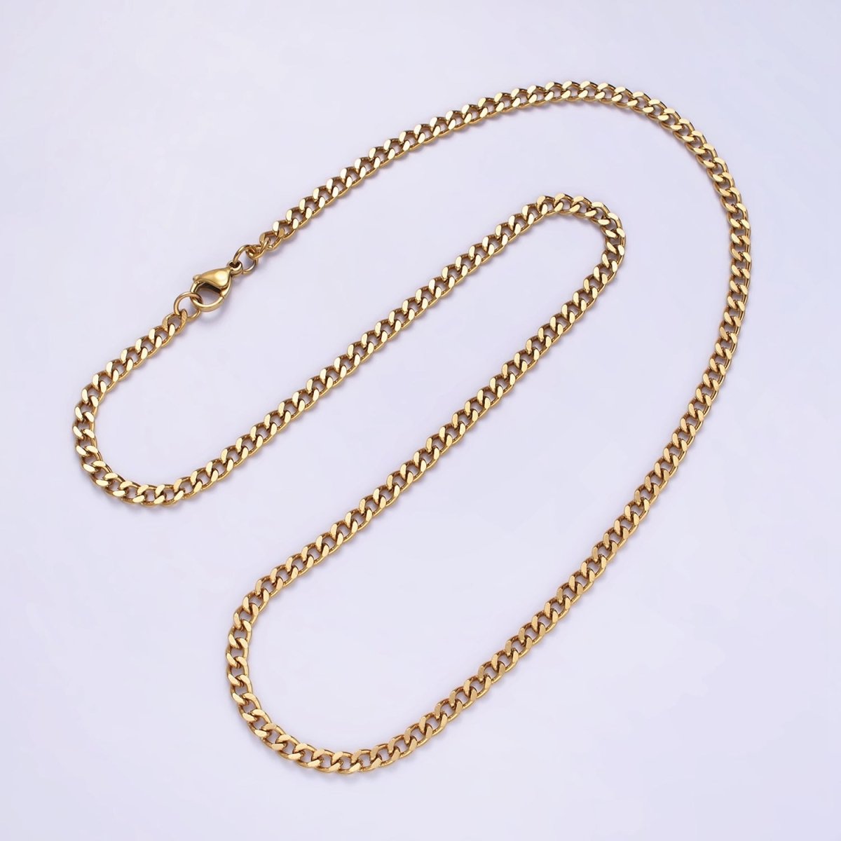 4mm Wide Stainless Steel Chain - 21.6", 23.6" Unisex Silver Cuban Link Chains Necklace | WA-2143 to WA-2146 Clearance Pricing - DLUXCA