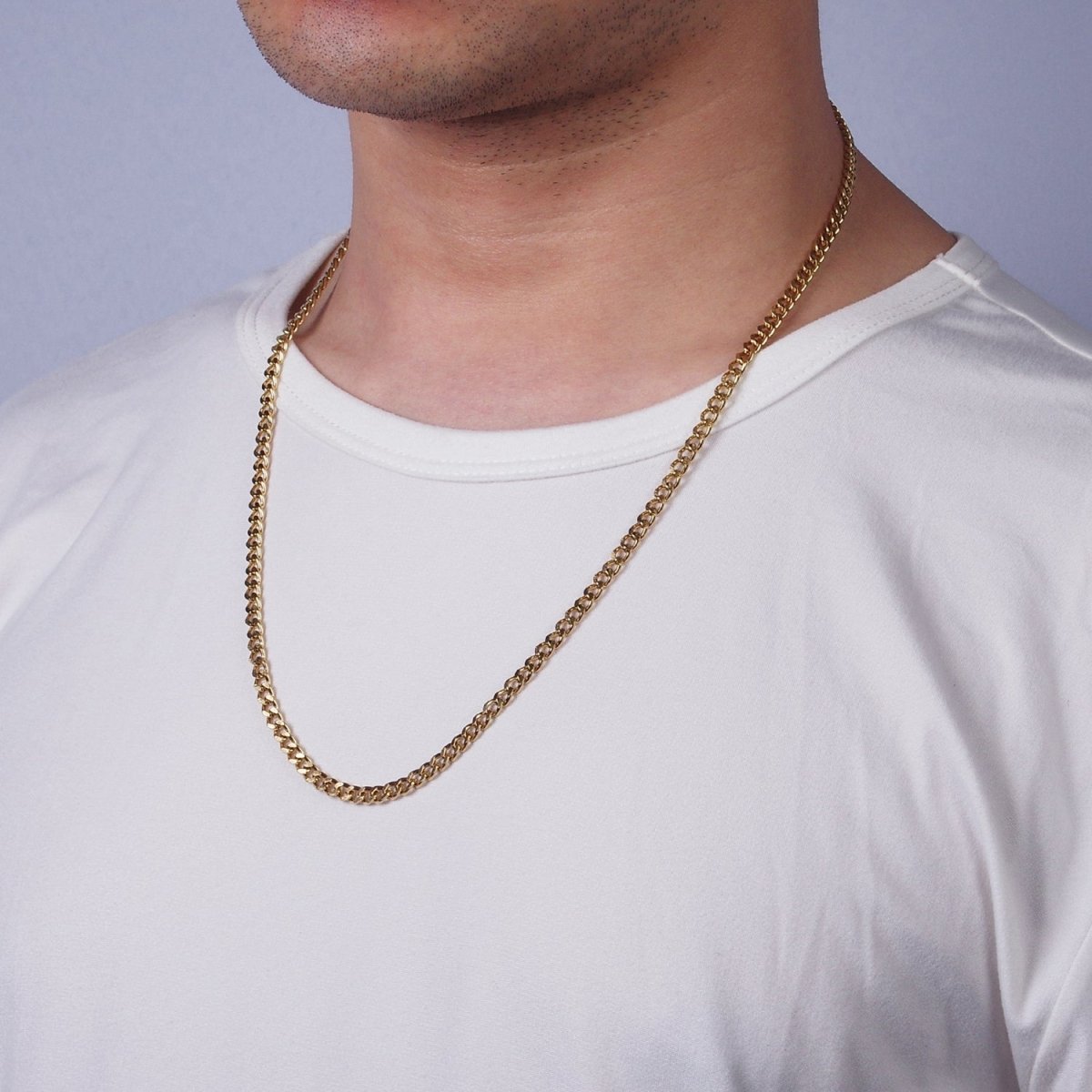 4mm Wide Stainless Steel Chain - 21.6", 23.6" Unisex Silver Cuban Link Chains Necklace | WA-2143 to WA-2146 Clearance Pricing - DLUXCA