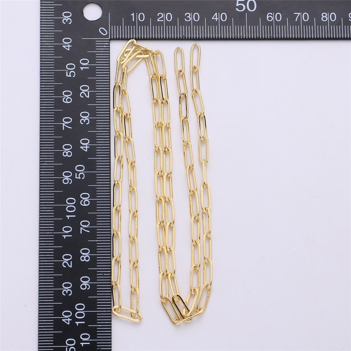 4X11mm 24K Gold Filled PAPERCLIP Elongated Chain, Flat Drawn Rectangle Cable Box Chain Sold By Yard, Bulk Unfinished Chain, White Gold Filled | ROLL-072, ROLL-077, ROLL-179, ROLL-095 Clearance Pricing - DLUXCA
