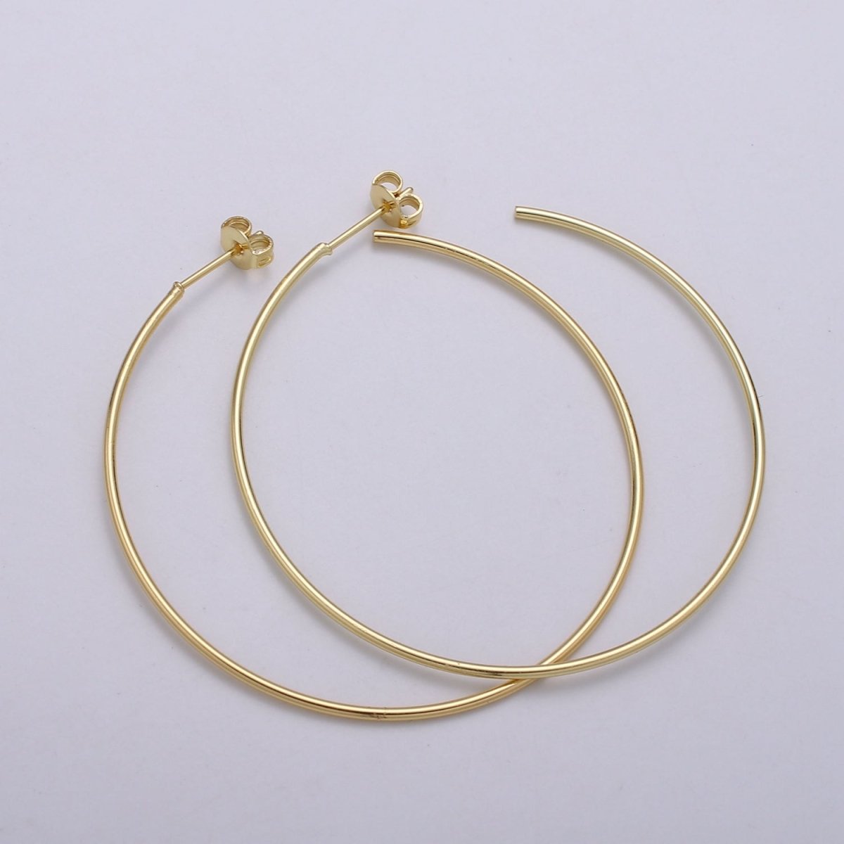 50 mm Simple Light Hoops 24K Gold, Loop Gold Earrings for DIY Earring Craft Supply Jewelry Making, Q-412 Q-413 - DLUXCA
