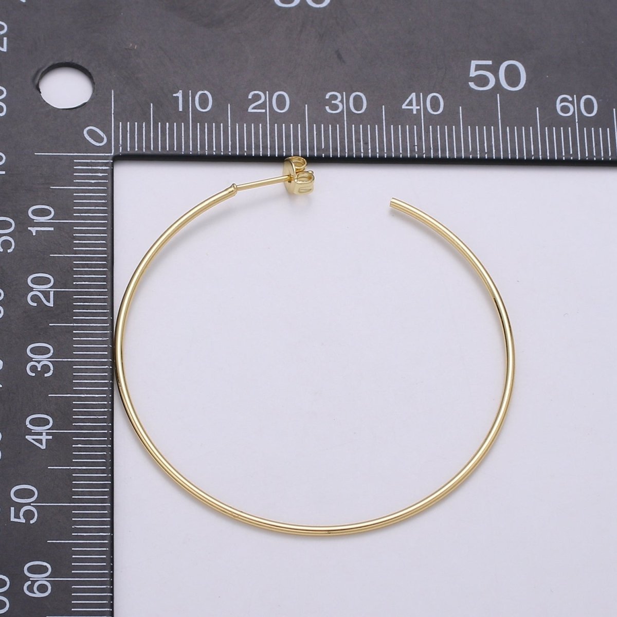 50 mm Simple Light Hoops 24K Gold, Loop Gold Earrings for DIY Earring Craft Supply Jewelry Making, Q-412 Q-413 - DLUXCA