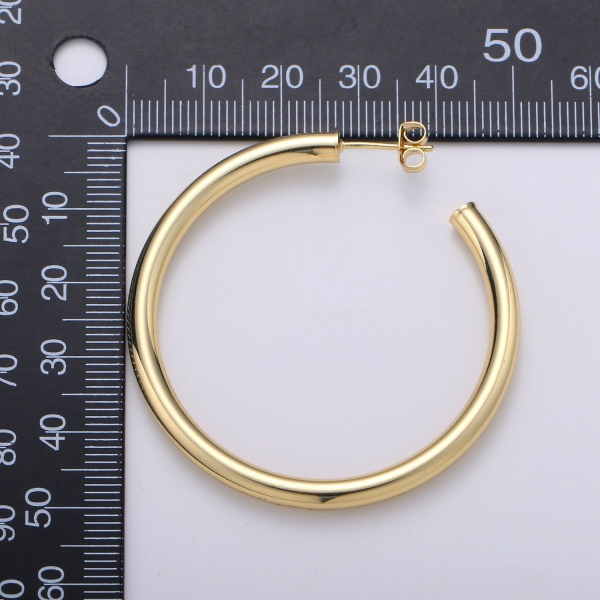 50mm Gold Thick Hoop Earrings, Gold Vermeil Hoop Earrings, Statement Hoops, Tube Hoop Earrings, Large Hoop Earrings, Big Hoop Earrings Q-315 - DLUXCA