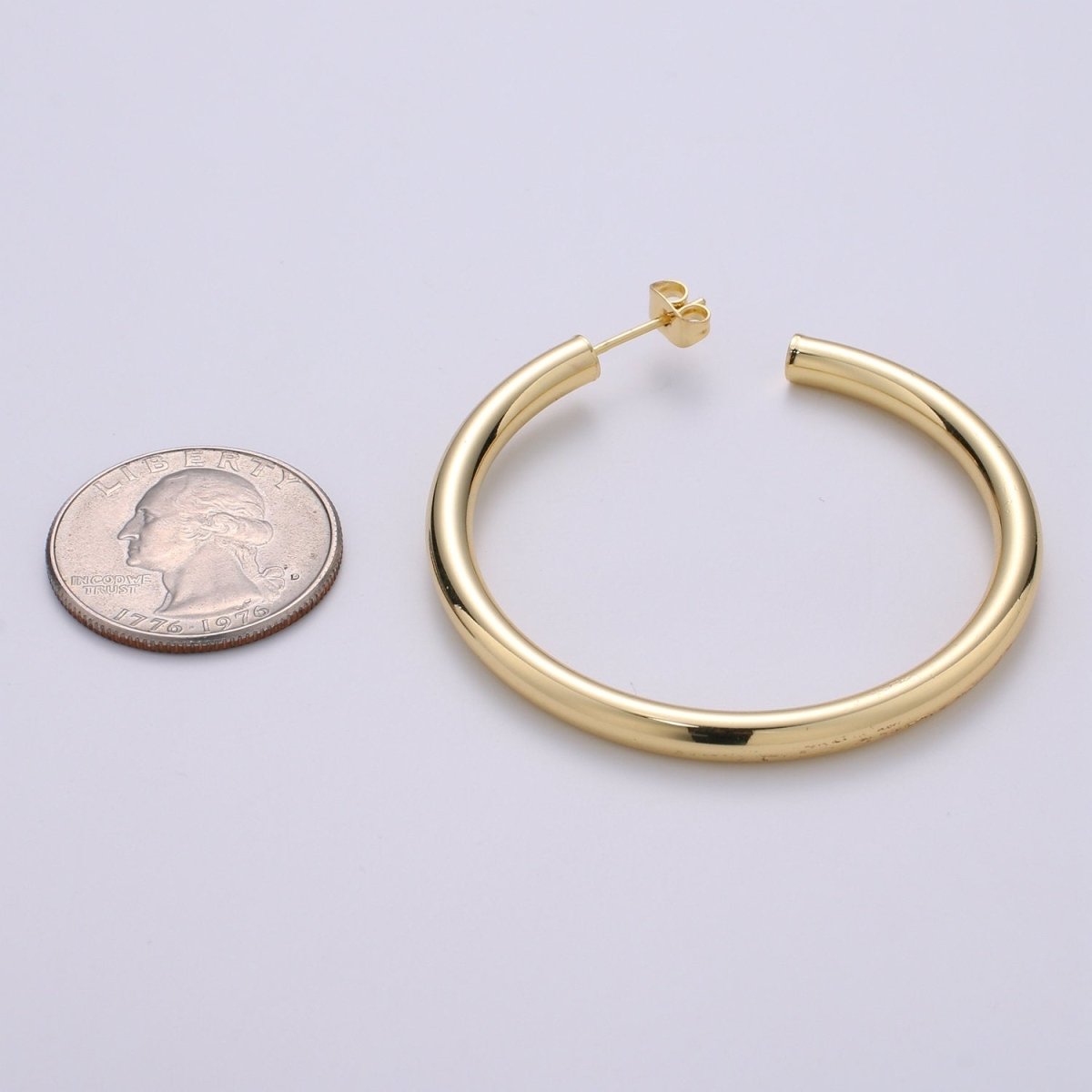 50mm Gold Thick Hoop Earrings, Gold Vermeil Hoop Earrings, Statement Hoops, Tube Hoop Earrings, Large Hoop Earrings, Big Hoop Earrings Q-315 - DLUXCA