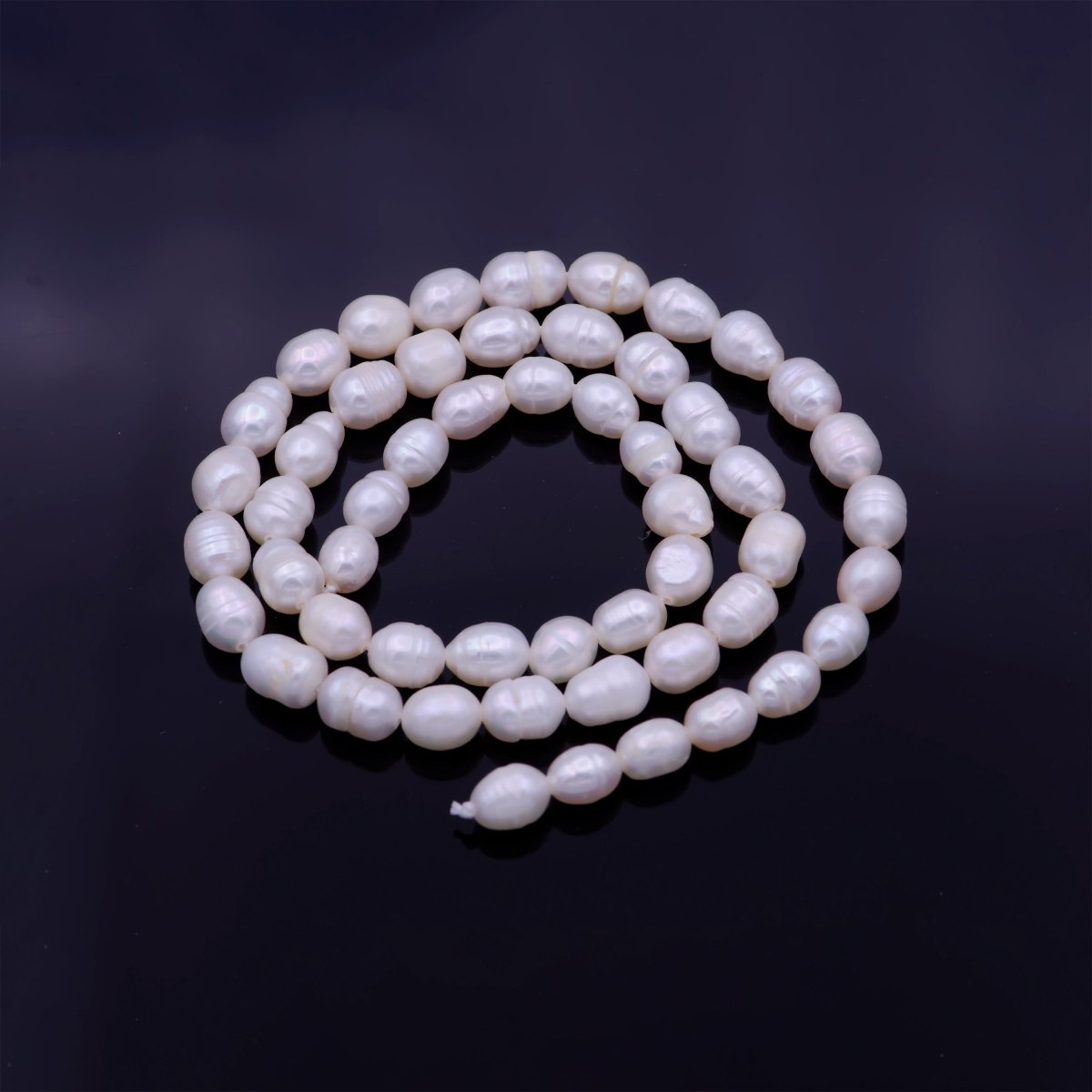 5.5mm Ringed AAA White Freshwater Pearl 53pcs Full Strand | WA-1329 Clearance Pricing - DLUXCA