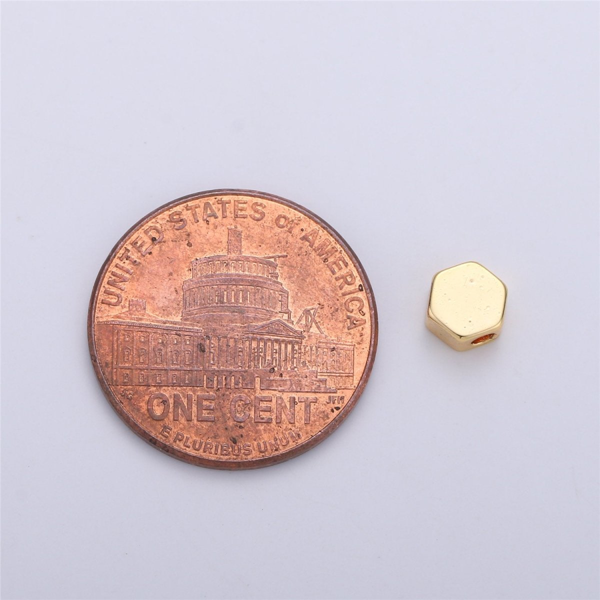 5mm Hexagon Bead 14K Gold Filled Charm Bead Spacer for Bracelet Necklace Spacer Jewelry Supply Finding Small hole bead B-224 - DLUXCA