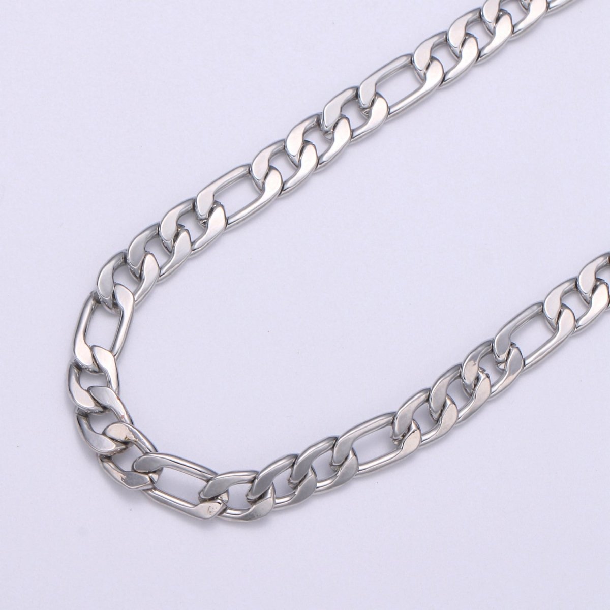 6.3mm Wide FIGARO Gold Silver Chain By Yard, Chunky Figaro Chain, Wholesale Bulk Roll Chain DIY Craft, 24K White Gold Filled Chain For Necklace Bracelet Anklet Component Supply | ROLL-494, ROLL-495 Clearance Pricing - DLUXCA
