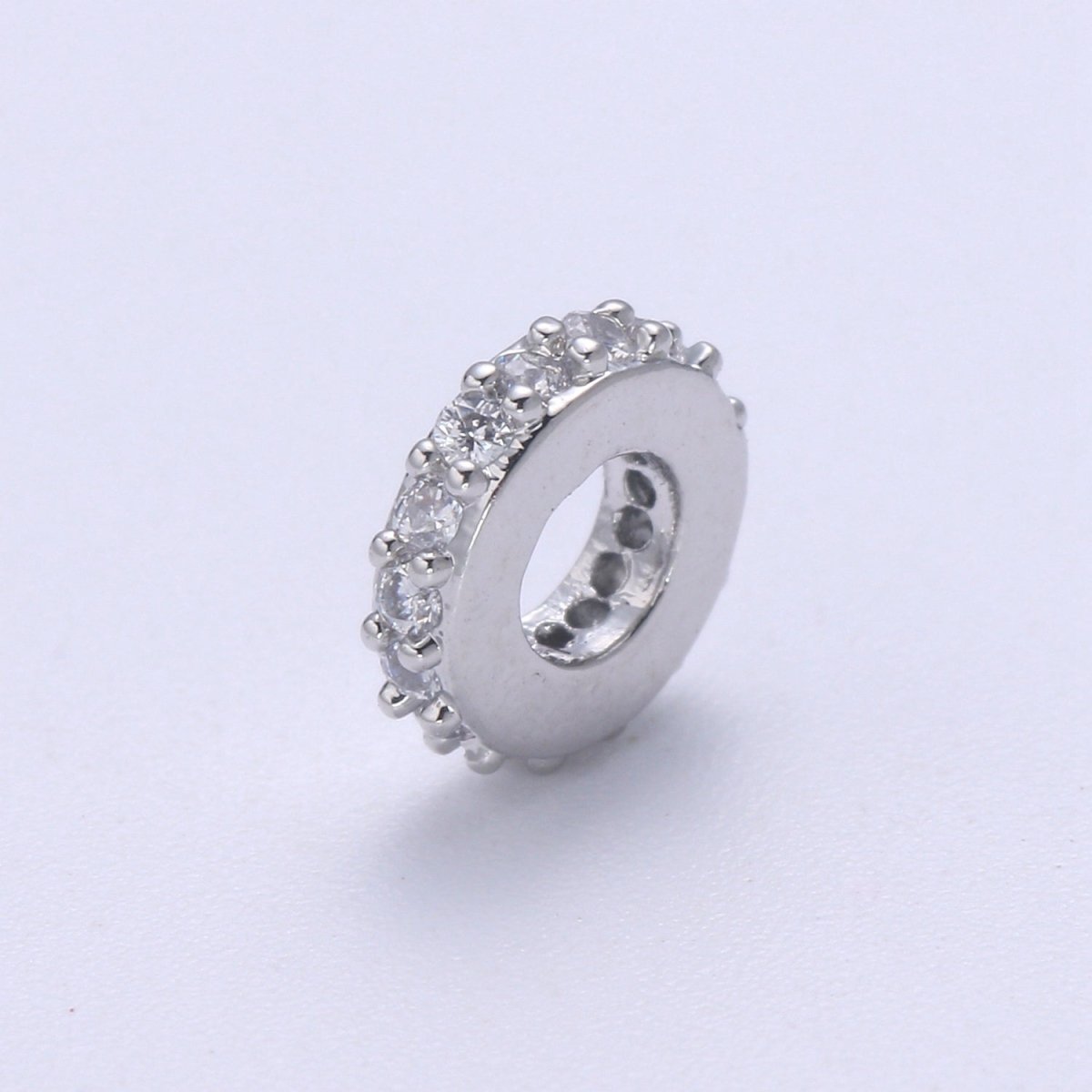 6MM 14K Gold Filled CZ Micro Pave Round Wheel Spacer Beads, Cubic Zirconia Rondelle Spacer Bead for Bracelet Necklace B-692 B-693 - DLUXCA