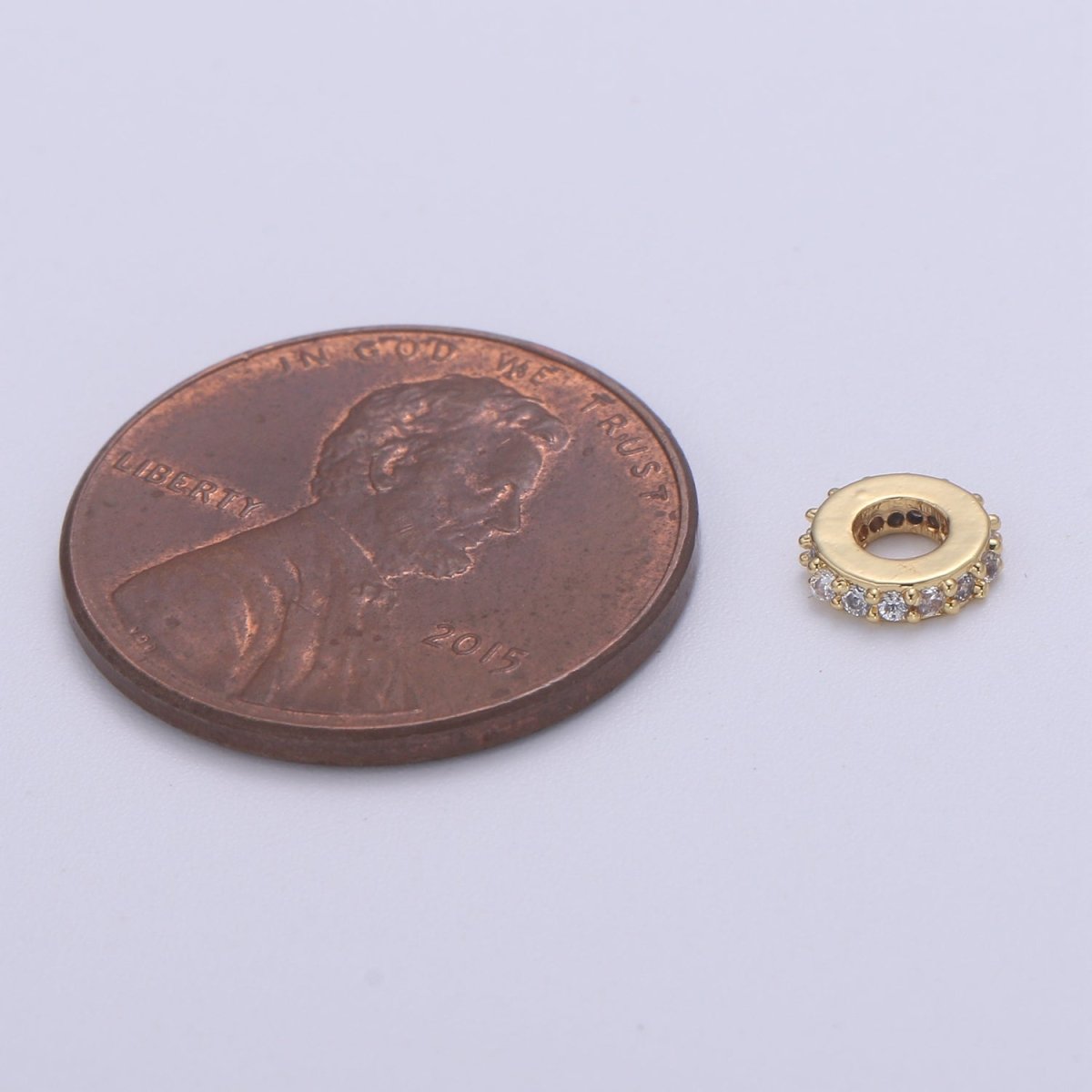 6MM 14K Gold Filled CZ Micro Pave Round Wheel Spacer Beads, Cubic Zirconia Rondelle Spacer Bead for Bracelet Necklace B-692 B-693 - DLUXCA