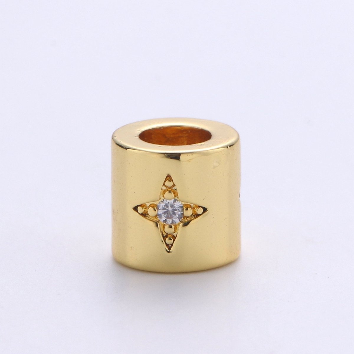 6mm Bead CZ Gold Filled Beads Celestial Beads Moon Sun Star Beads Micro Pave cylinder BeadsCharm for Bracelet Necklace Supply 4mm Hole B-270 B-271 B-272 - DLUXCA