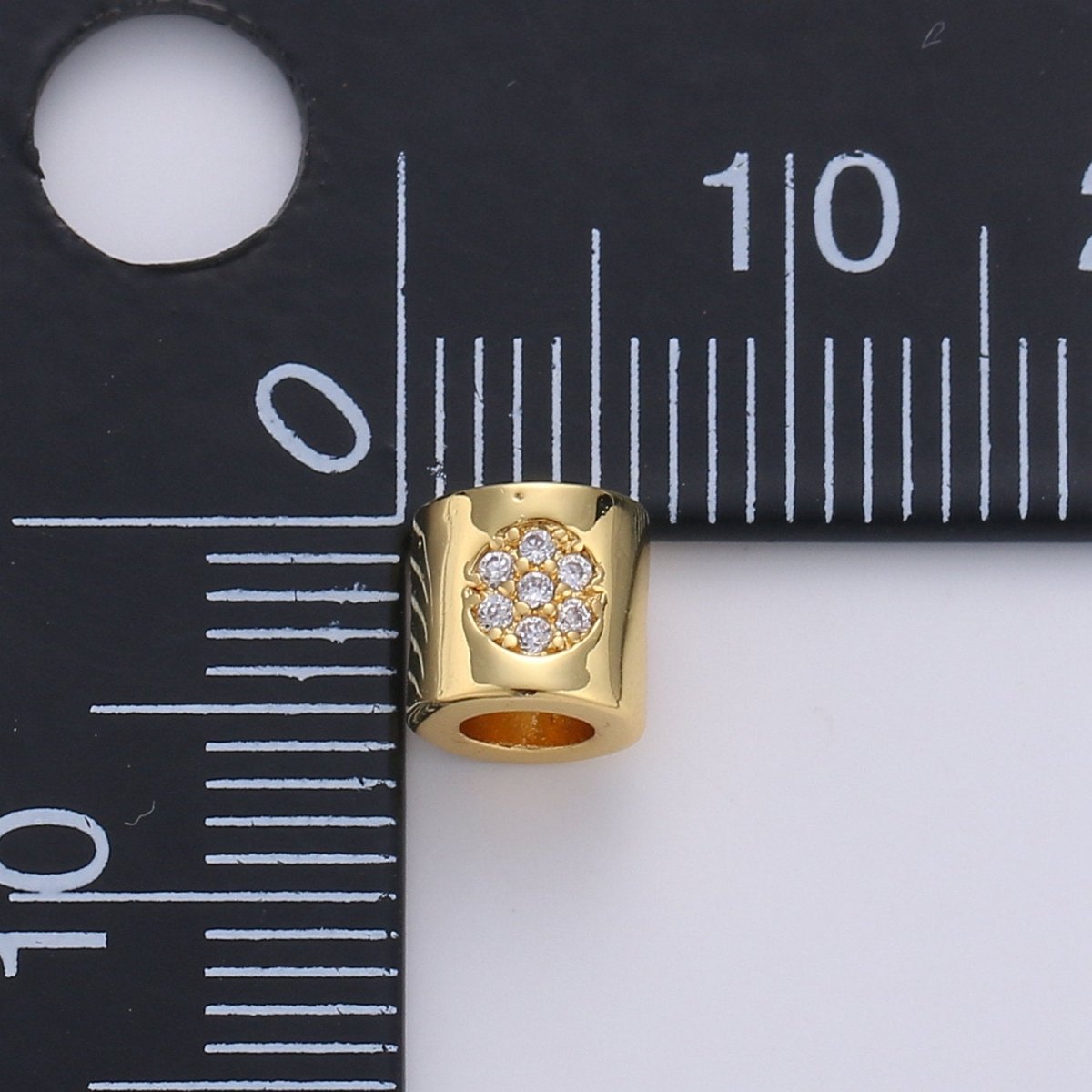 6mm Bead CZ Gold Filled Beads Celestial Beads Moon Sun Star Beads Micro Pave cylinder BeadsCharm for Bracelet Necklace Supply 4mm Hole B-270 B-271 B-272 - DLUXCA