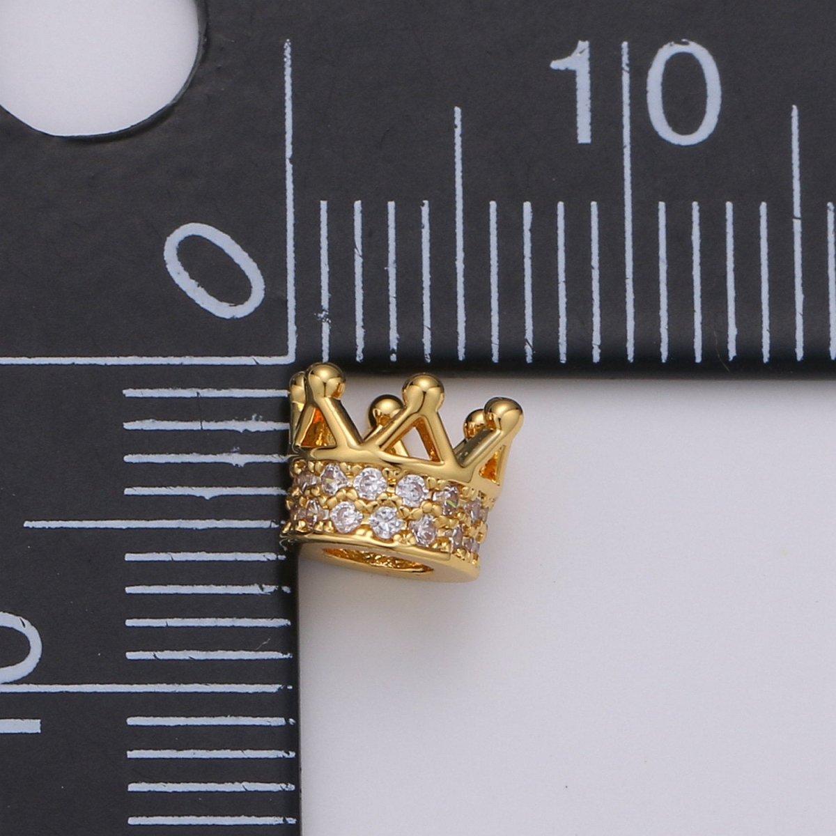 6MM Beads CZ Micro Crown Beads Large Hole Crown Spacer Beads, Cubic Zirconia Crown Beads, CZ Big Hole Crown Charm Bracelet B-299 - DLUXCA