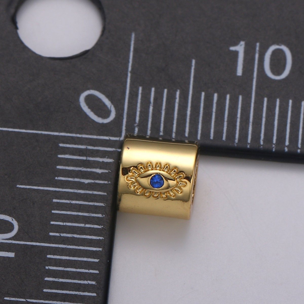 6mm Blue Evil Eye CZ Beads Solitaire Beads cylinder Beads Spacer Charm for Bracelet Necklace Supply 4mm hole, B-418 - DLUXCA