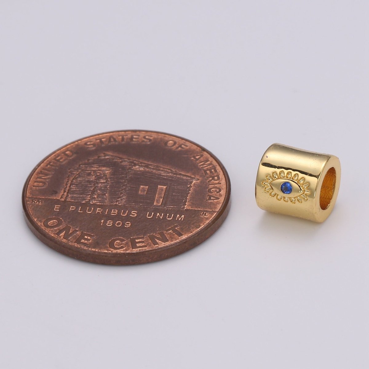 6mm Blue Evil Eye CZ Beads Solitaire Beads cylinder Beads Spacer Charm for Bracelet Necklace Supply 4mm hole, B-418 - DLUXCA