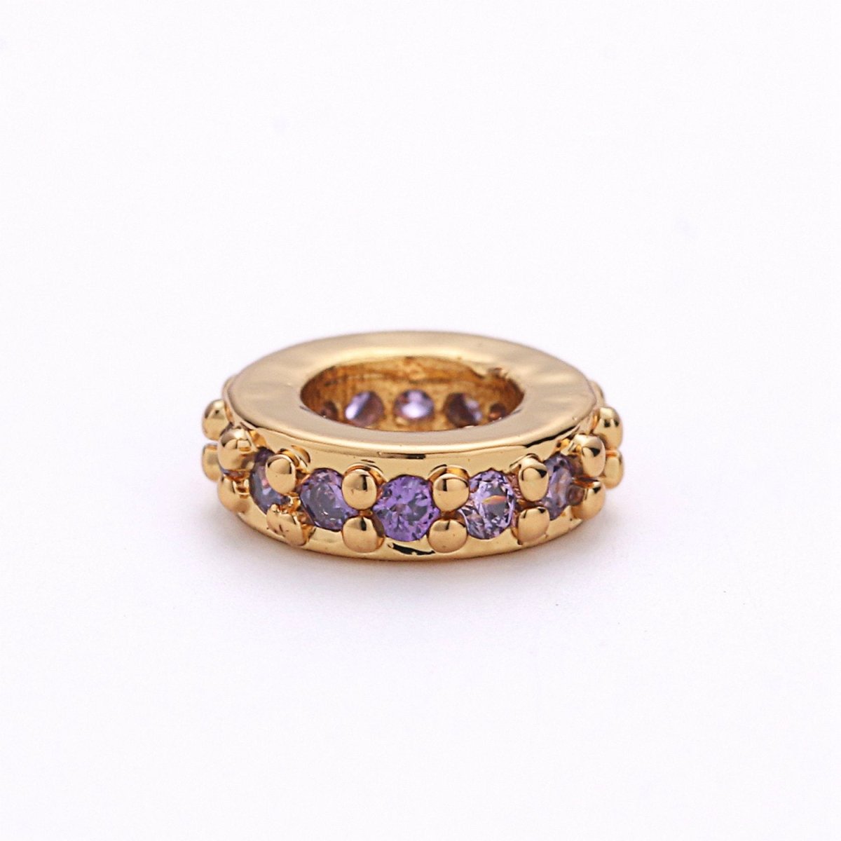 6mm CZ Micro Pave Rondelle Big Hole Spacer Beads, Cubic Zirconia Large Hole Space Beads, Sliding Beads for Charm Earring Necklace Bracelet K-478 - K-487 - DLUXCA