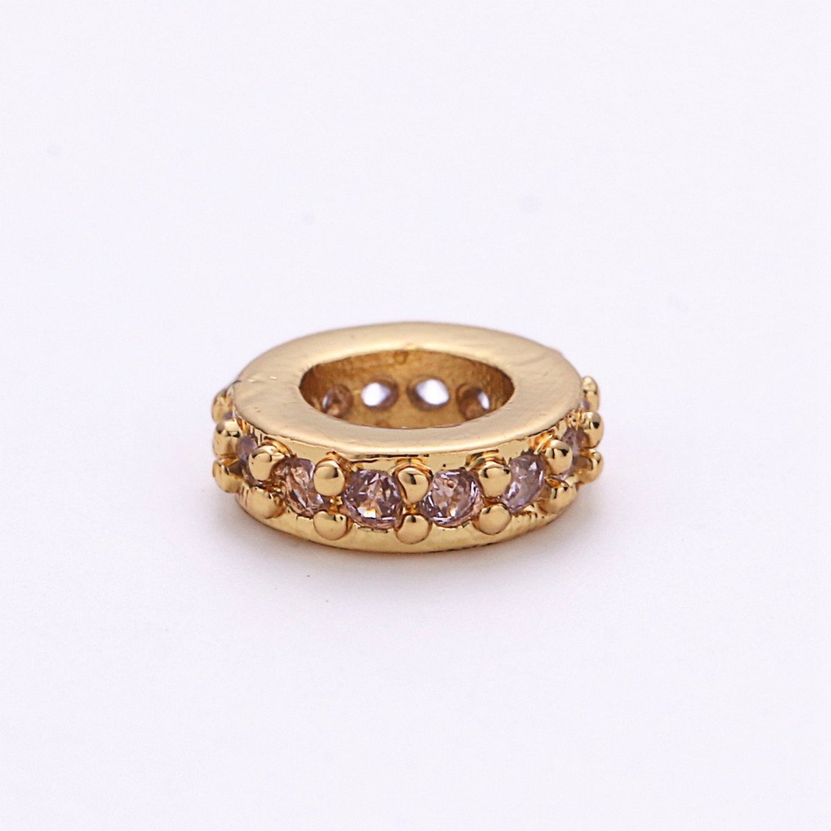 6mm CZ Micro Pave Rondelle Big Hole Spacer Beads, Cubic Zirconia Large Hole Space Beads, Sliding Beads for Charm Earring Necklace Bracelet K-478 - K-487 - DLUXCA