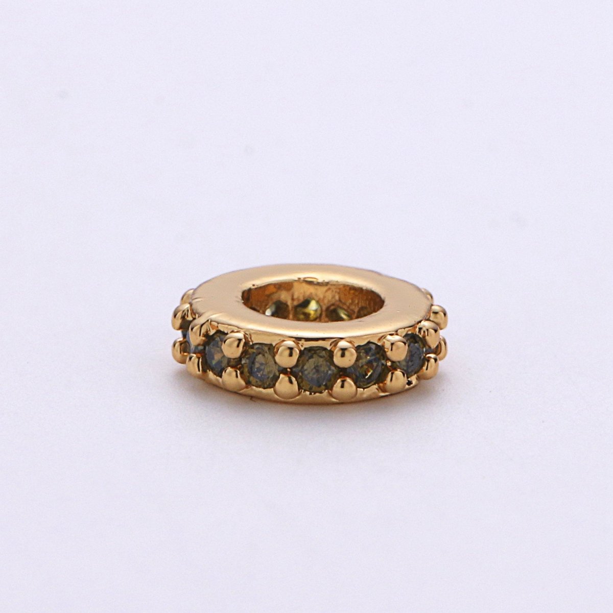 6mm CZ Micro Pave Rondelle Big Hole Spacer Beads, Cubic Zirconia Large Hole Space Beads, Sliding Beads for Charm Earring Necklace Bracelet K-478 - K-487 - DLUXCA