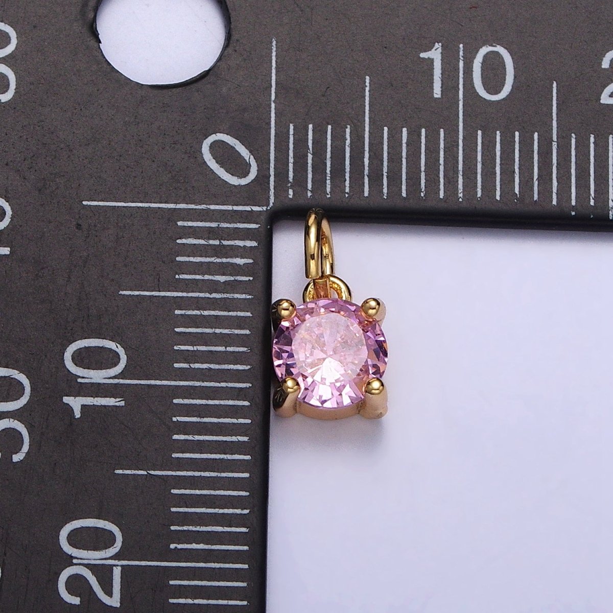 6mm Mini Round Clear, Pink CZ Minimalist Add-On Charm in Gold & Silver | AC121 - AC124 - DLUXCA