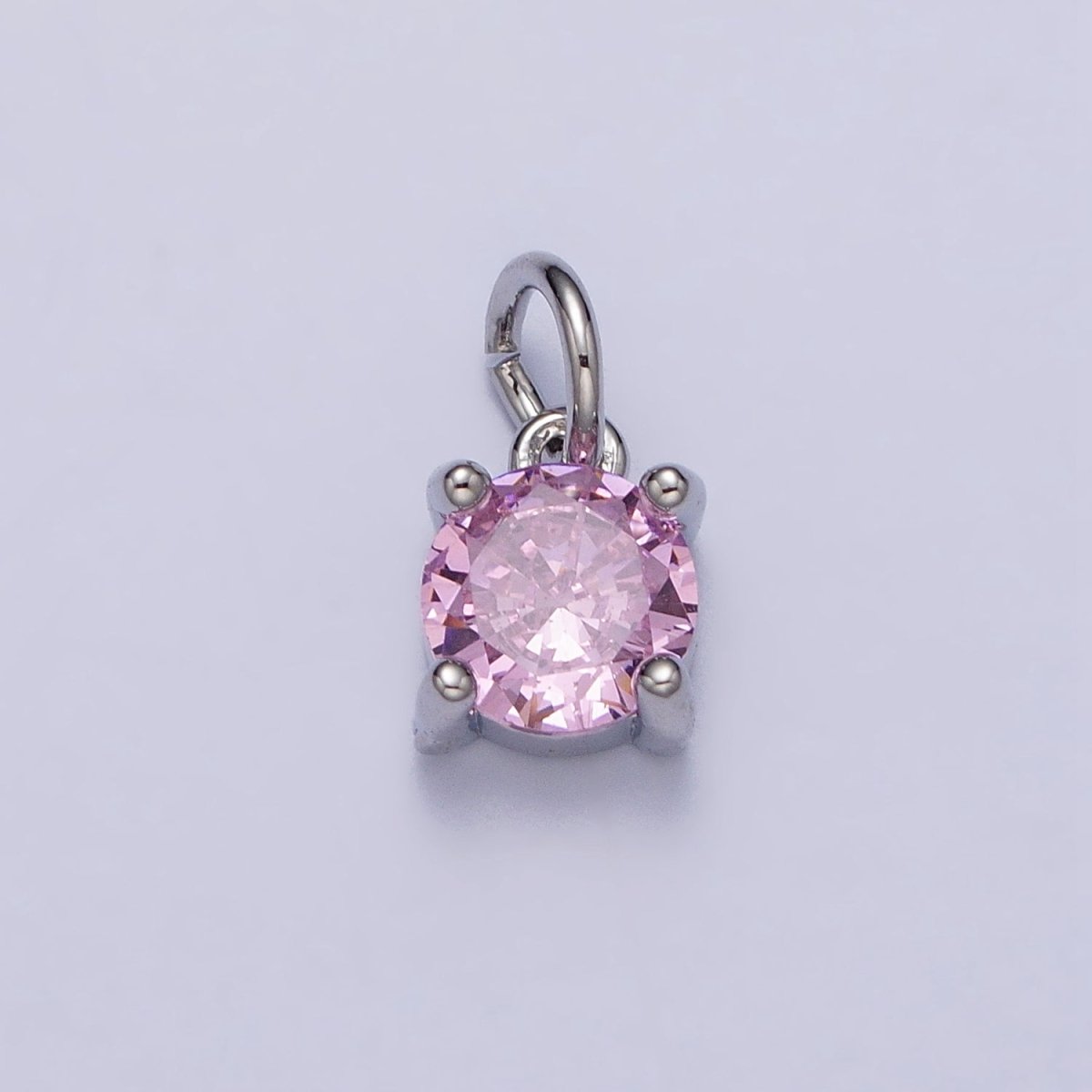 6mm Mini Round Clear, Pink CZ Minimalist Add-On Charm in Gold & Silver | AC121 - AC124 - DLUXCA