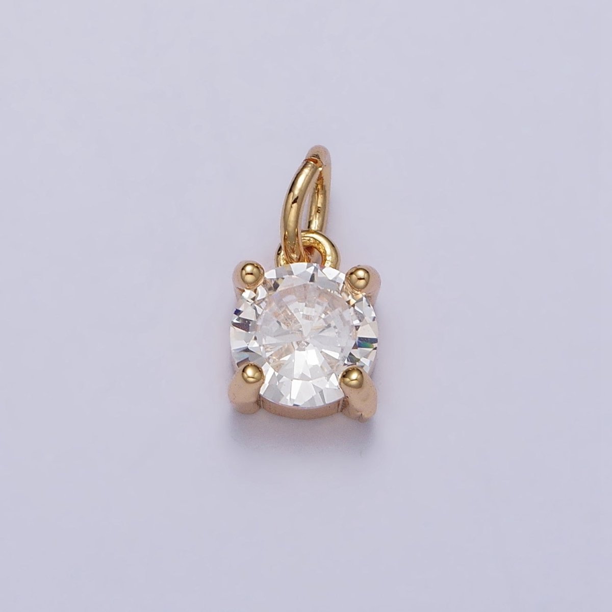 6mm Mini Round Clear, Pink CZ Minimalist Add-On Charm in Gold & Silver | AC121 - AC124 - DLUXCA