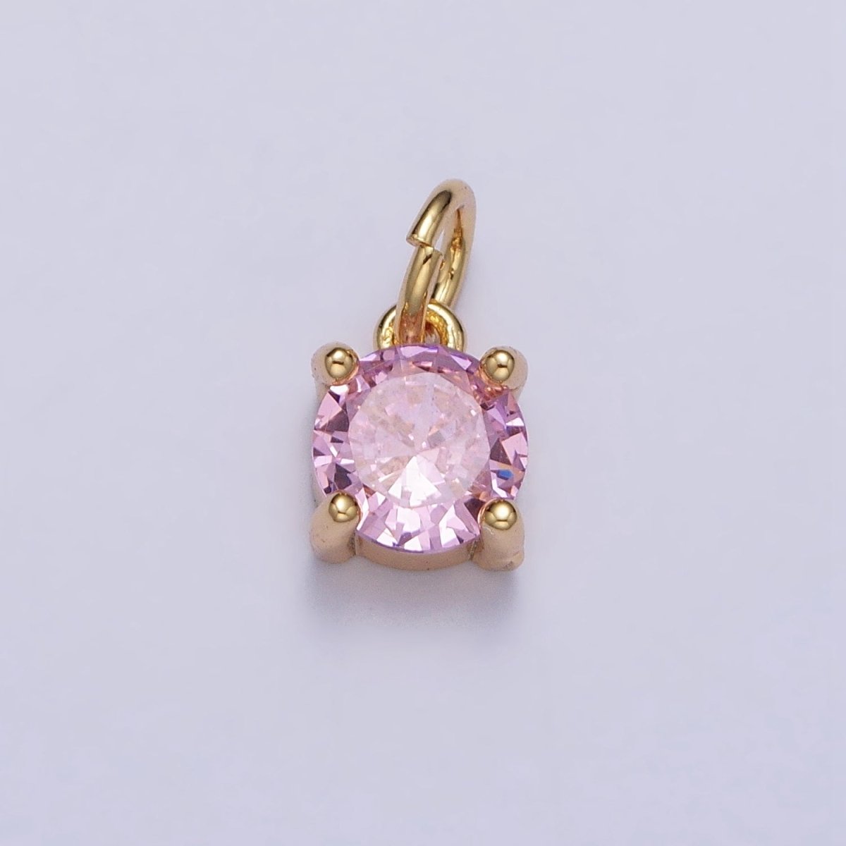 6mm Mini Round Clear, Pink CZ Minimalist Add-On Charm in Gold & Silver | AC121 - AC124 - DLUXCA