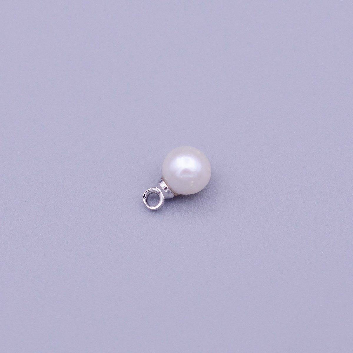 6mm Round White, Pink Pearl Charm in Gold & Silver | C-197 C-204 C-205 - DLUXCA