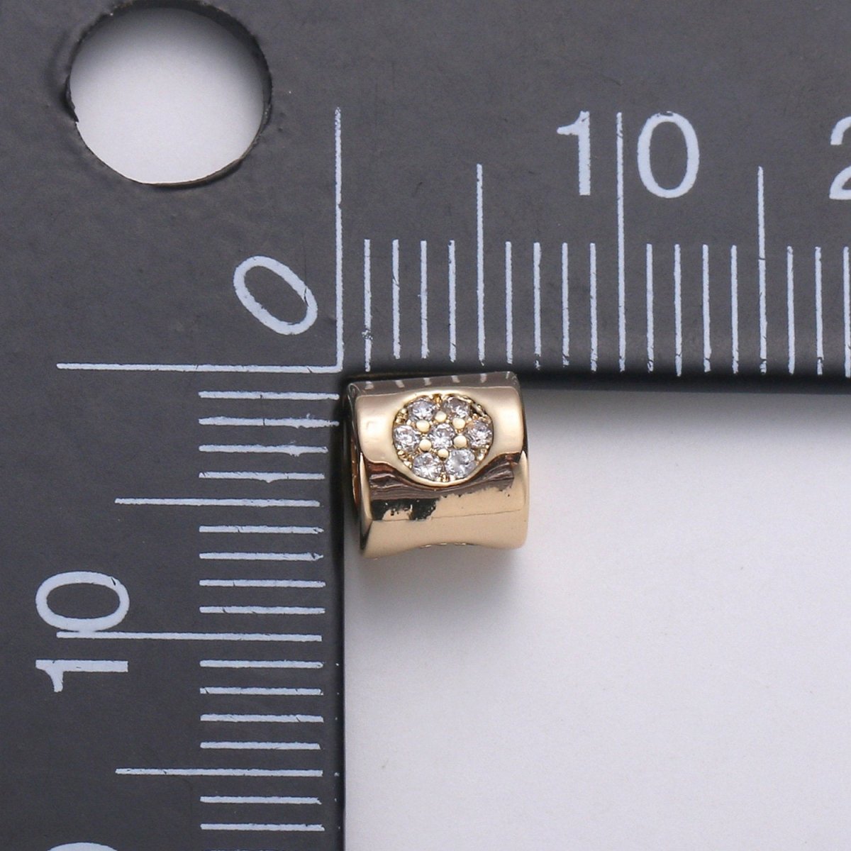 6mm Tiny Bead CZ Gold Beads Round Bead cylinder Cubic Beads for Bracelet Necklace Supply Large Hole Beads 3mm hole - DLUXCA