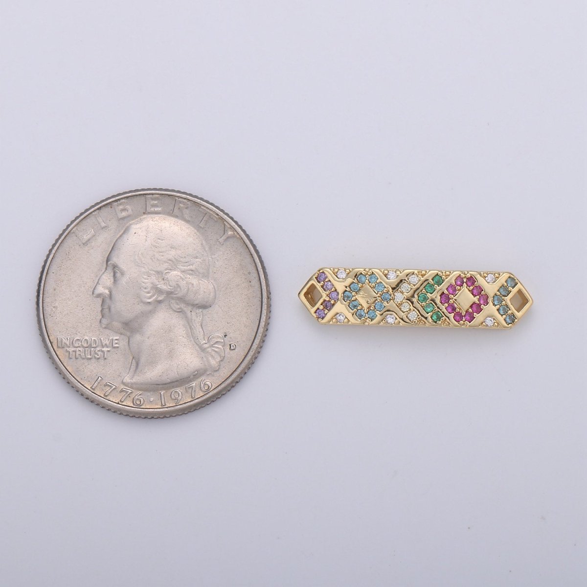 6x25mm 14k Gold Filled CZ Bar, Micro Pave Bar, Bracelet Bar, CZ Bracelet, Bracelet Connector, Colorful Cubic Bracelet Connector D-082 - DLUXCA