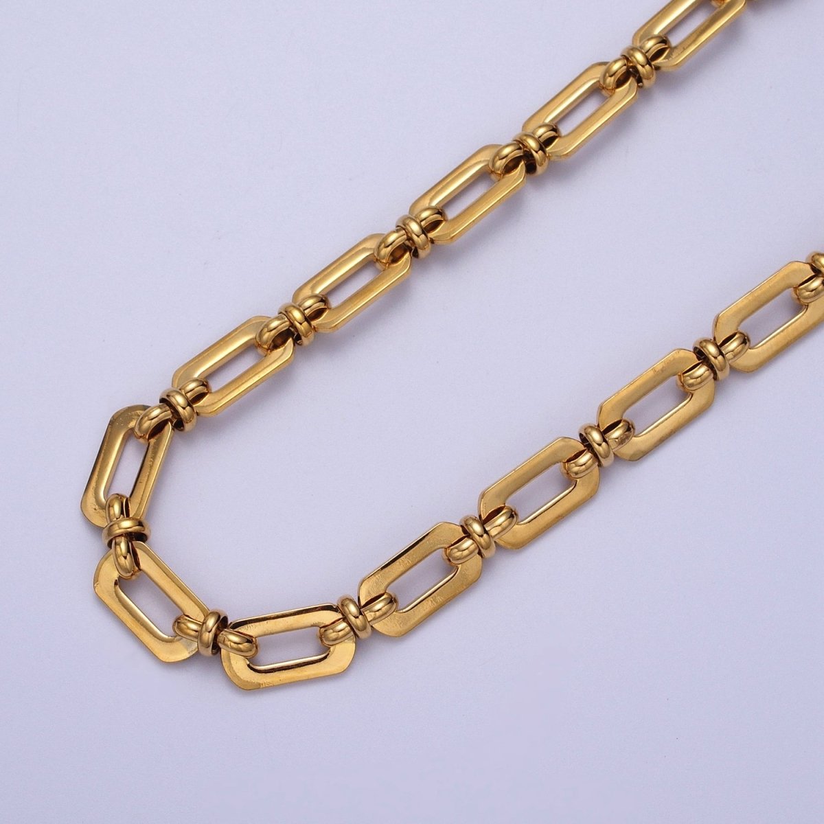 7.3mm Designed Chain, Paperclip & Figure Eight Unfinished Chain in Gold & Silver | ROLL-1000, ROLL-1001 Clearance Pricing - DLUXCA