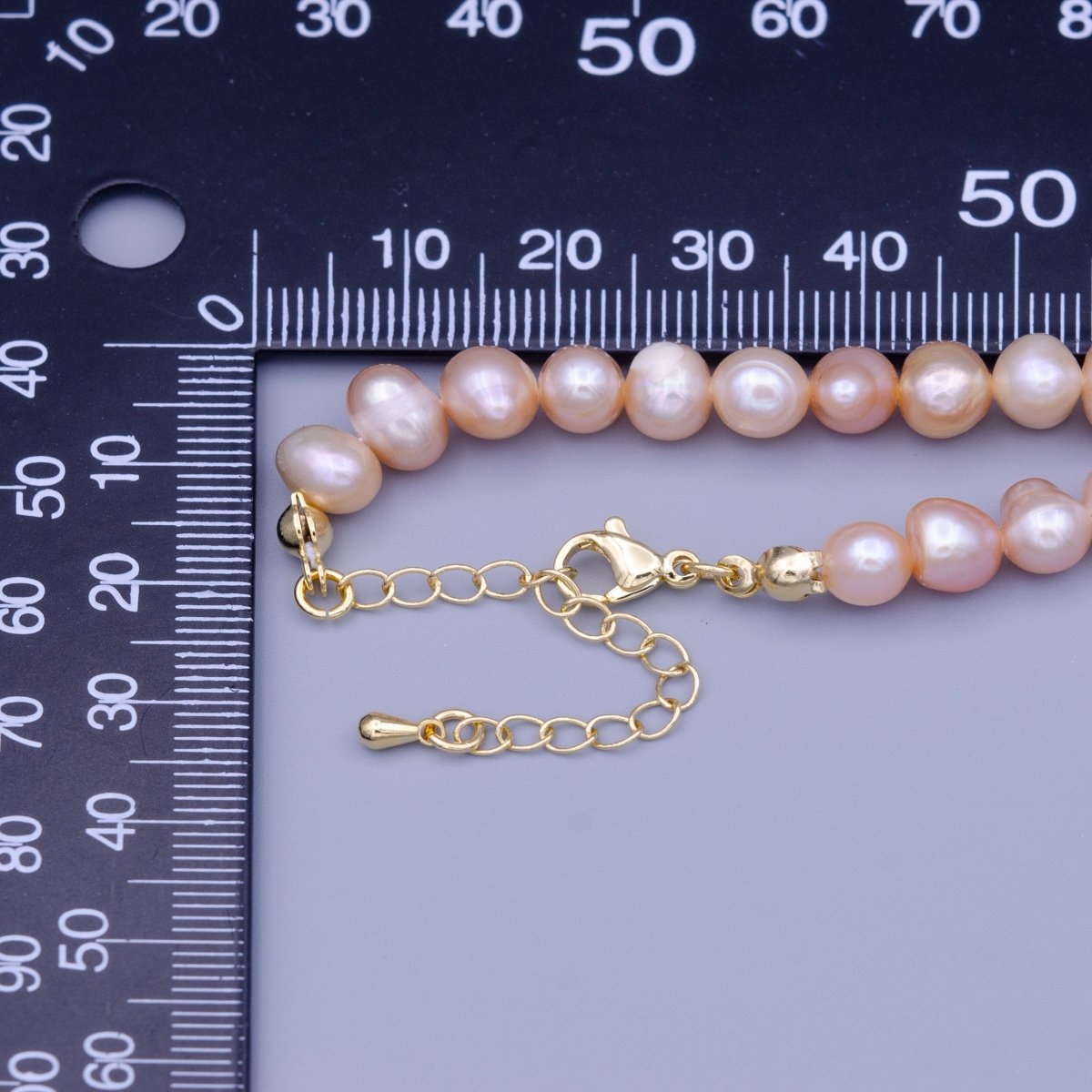 7.7mm Pink Nugget Natural Freshwater Pearl 14.5 Inch Choker Necklace | WA-1451 Clearance Pricing - DLUXCA