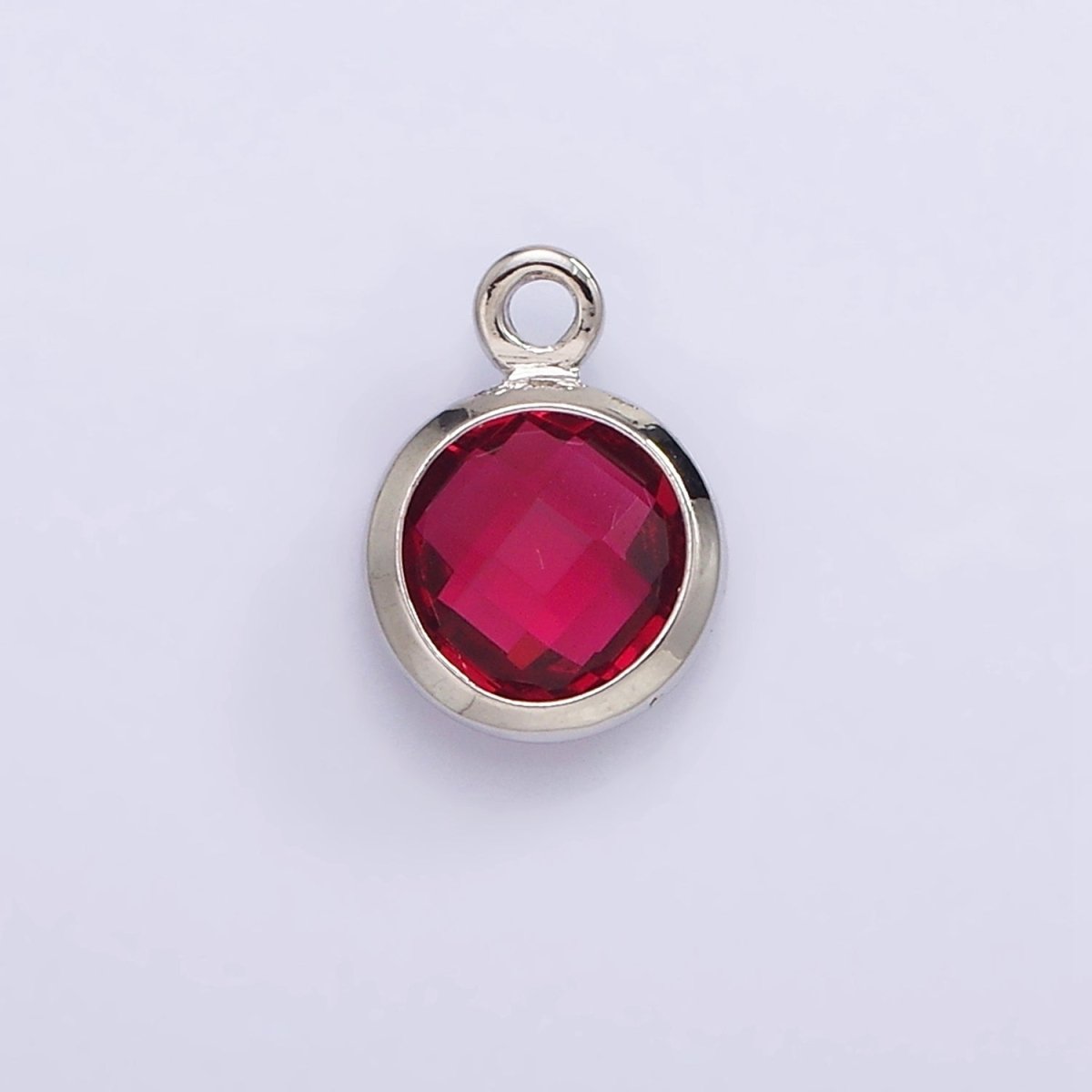 7mm CZ-Birthstone Charm Dainty Round Faceted CZ Birthstone Pendant, Personalized Jewelry N-1173 - N-1184 - DLUXCA
