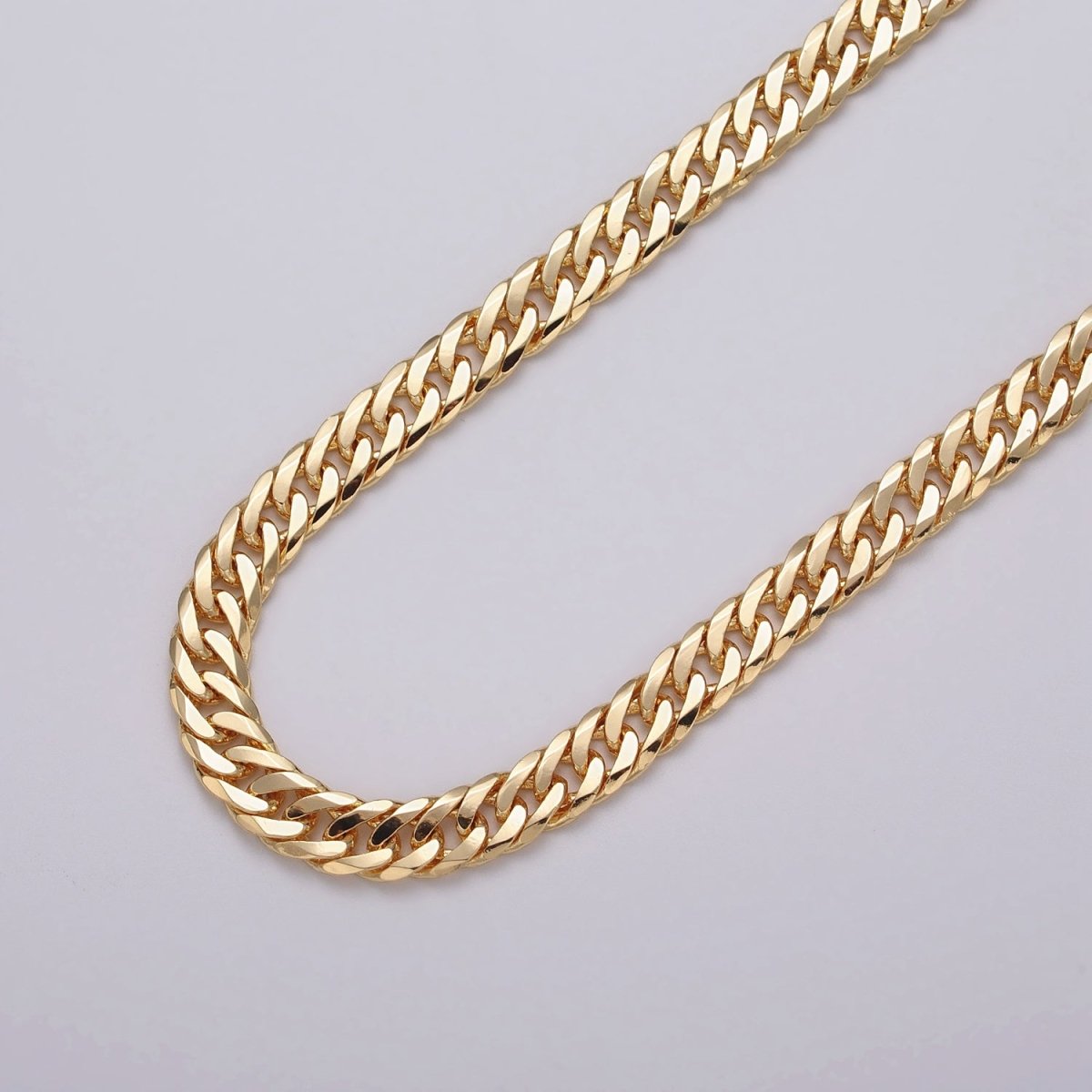 7mm Gold Filled Flat Curb Statement Unfinished Chain in Gold & Silver | ROLL-1048, ROLL-1130 Clearance Pricing - DLUXCA