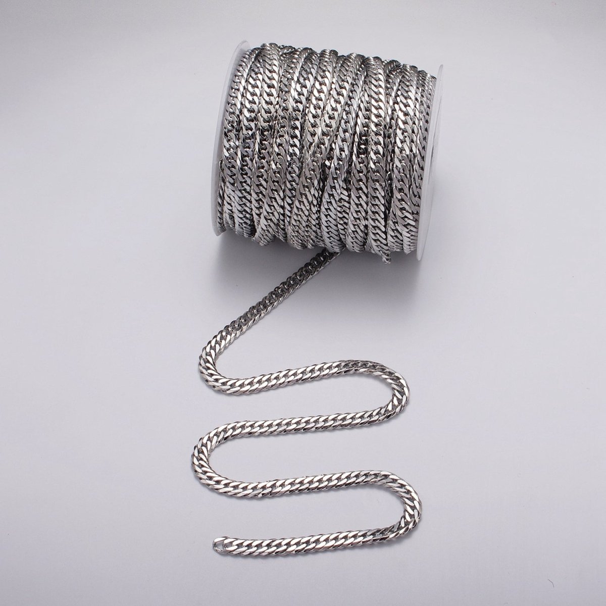 7mm Gold Filled Flat Curb Statement Unfinished Chain in Gold & Silver | ROLL-1048, ROLL-1130 Clearance Pricing - DLUXCA