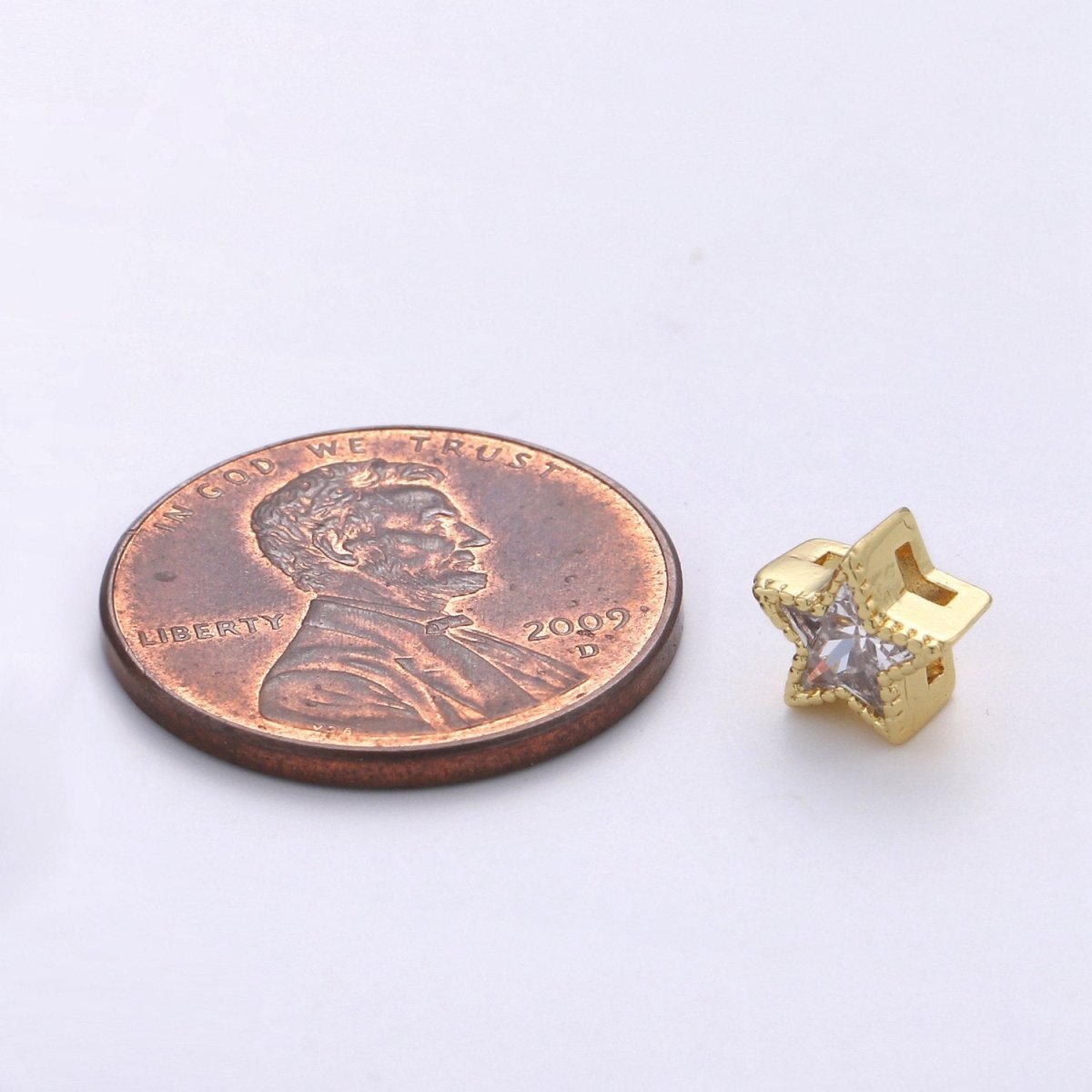 7Mm Gold Star, Micro Pave Star Charms, Cubic Zirconia Star, CZ Star Pendant, Star Necklace, Gold Charm, Star Beads B-320 - DLUXCA