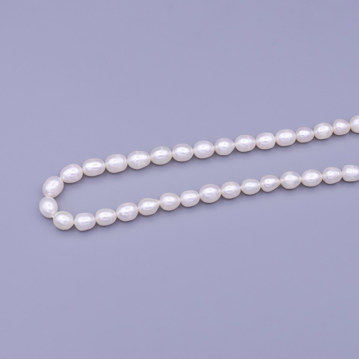 7mm Ringed Oval Freshwater Pearl 45 Pieces/Strand Jewelry Making Finding Supply | WA-1666 Clearance Pricing - DLUXCA