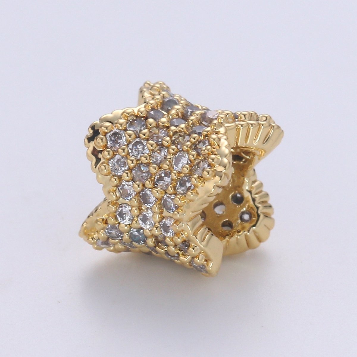 7mm Round Barrel Beads Cubic Zirconia CZ Micro Pave for Jewelry Making Bracelets Necklaces B-670 - DLUXCA