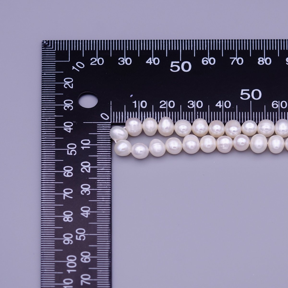7mm Round Button AAA Freshwater Pearl Natural 62pcs Full Strand | WA-1311 Clearance Pricing - DLUXCA