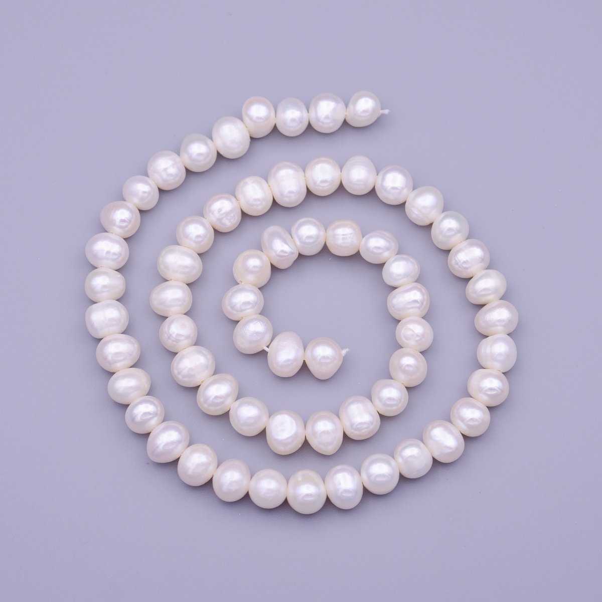 7mm Round Button AAA Freshwater Pearl Natural 62pcs Full Strand | WA-1311 Clearance Pricing - DLUXCA