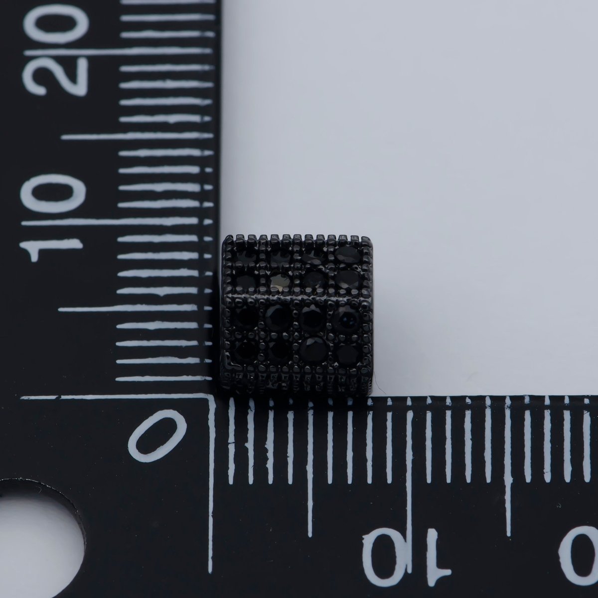 8MM Black CZ Pave On Black Large Hole Hexagon Tube Spacer Beads, Cubic Zirconia Tube Space Beads, Men's Jewelry Findings B-543 - DLUXCA