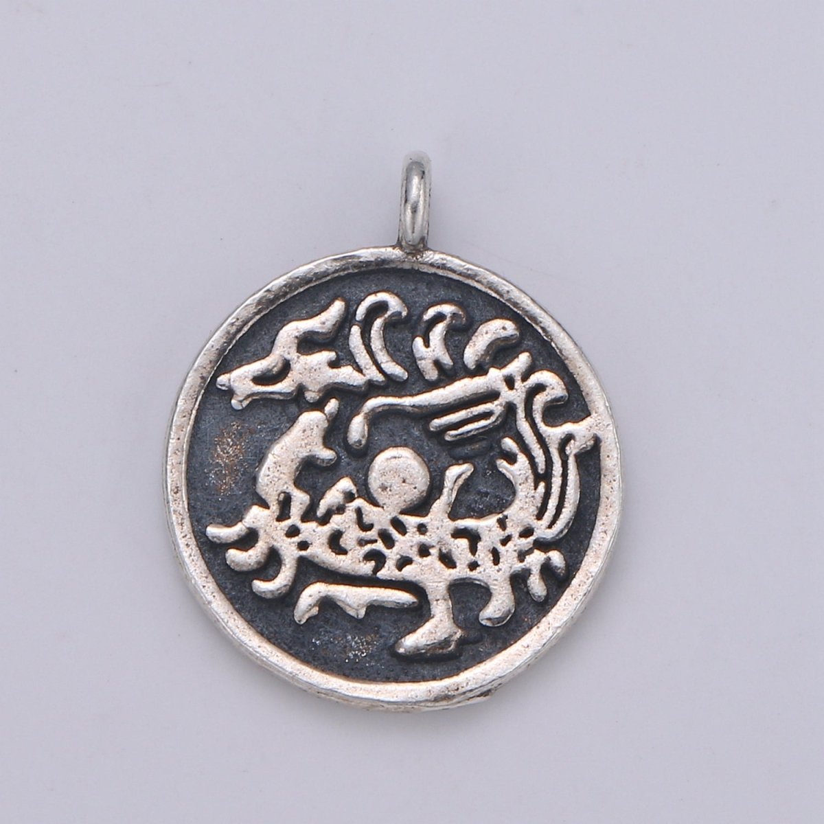 925 Sterling Silver Animal Charm, Round Disc Charm Chinese Animal Charm for Men Necklace Bracelet Earring, Cultural Charm SL-061 SL-062 SL-063 SL-064 - DLUXCA