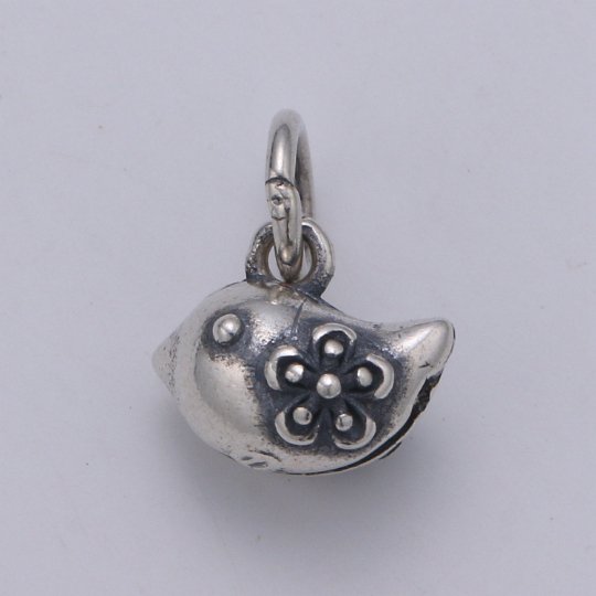 925 Sterling Silver Baby Bird Charm, ANimal Charm Silver Flower Charm for Necklace Bracelet Earring, Spring Charm, SL-HJ-185 - DLUXCA