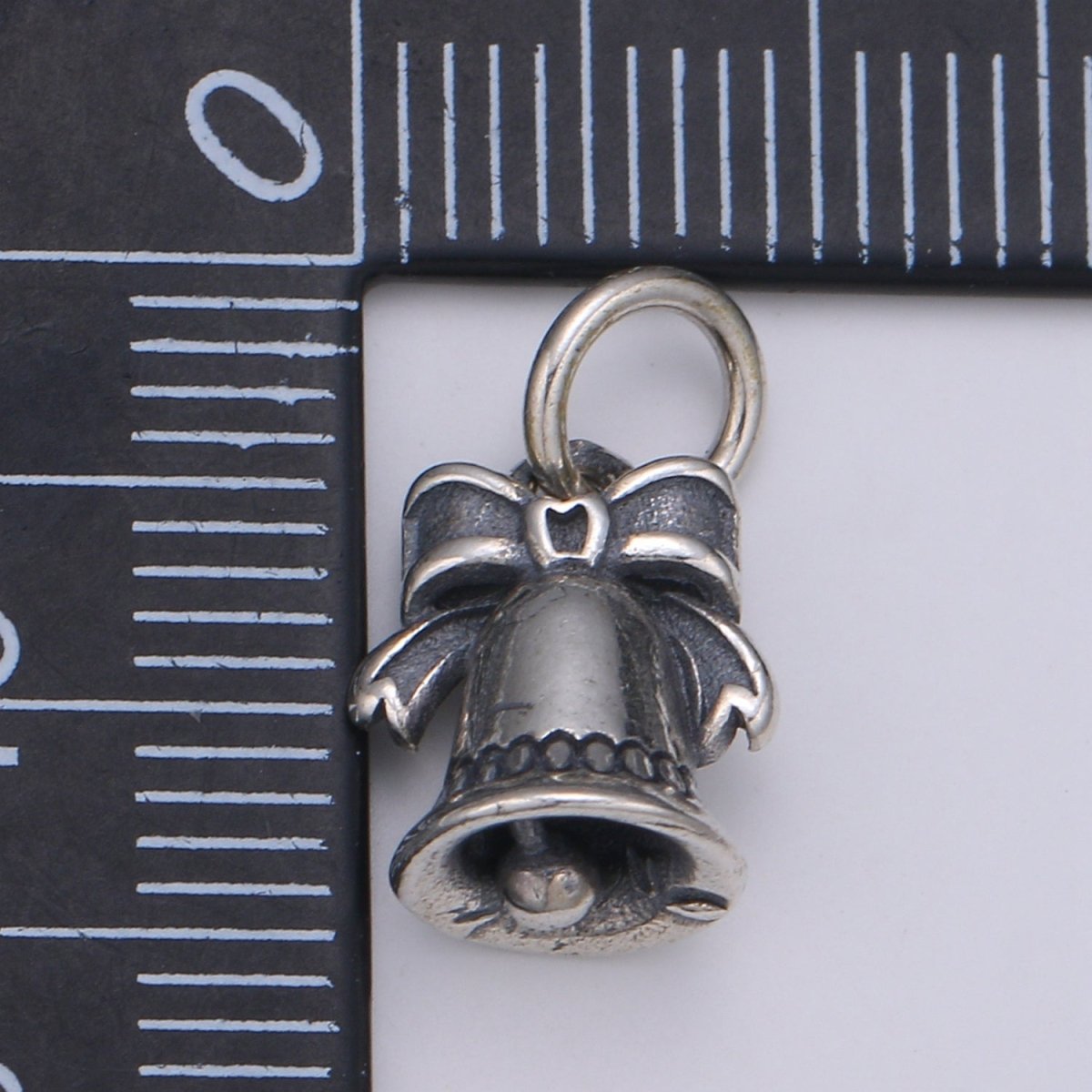925 Sterling Silver Bell Charm, Bow Charm Silver Christmas Bell Charm for Necklace Bracelet Earring, New Year Bells Charm SL-084 - DLUXCA