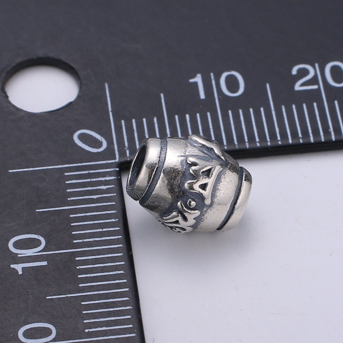 925 Sterling Silver Buddhism Letter Barrel Bead, Prayer Bead Silver Bali Style Bead for Necklace Bracelet Earring, Buddshism Bead SL-212 - DLUXCA