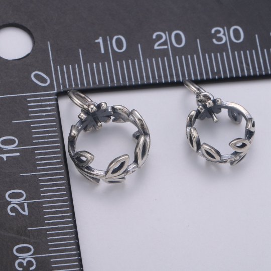 925 Sterling Silver Circle Vines Charm, Nature Charm Leaves Charm for Necklace Bracelet Earring, Vine Crown Charm, SL-HJ-71/72 - DLUXCA