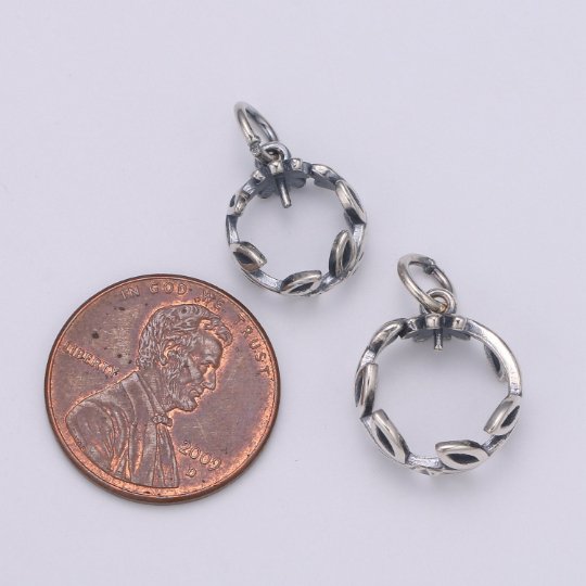925 Sterling Silver Circle Vines Charm, Nature Charm Leaves Charm for Necklace Bracelet Earring, Vine Crown Charm, SL-HJ-71/72 - DLUXCA