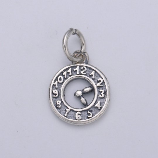 925 Sterling Silver Clock Charm, Time Charm Silver Watch Charm for Necklace Bracelet Earring, Pocketwatch Charm SL-139 - DLUXCA
