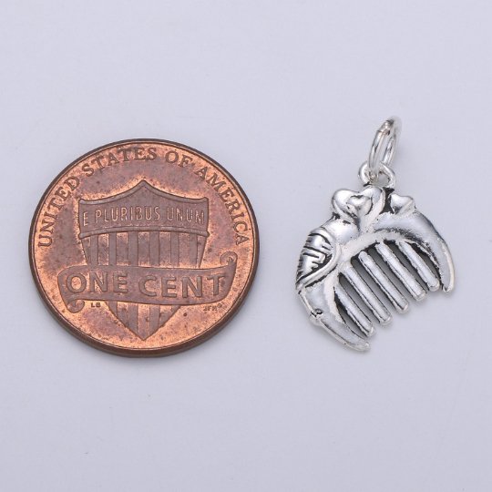 925 Sterling Silver Comb Charm, Mulan Comb Charm Silver Hair Brush Charm for Necklace Bracelet Earring, Heart Charm SL-107 - DLUXCA