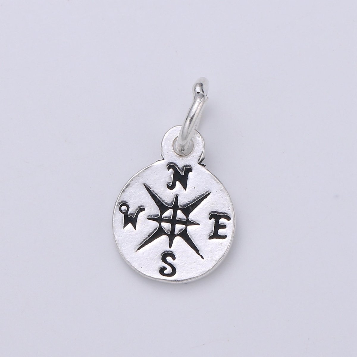 925 Sterling Silver Compass Charm, Compass Charm Silver Compass Charm for Necklace Bracelet Earring, Travel Charm SL-122 - DLUXCA