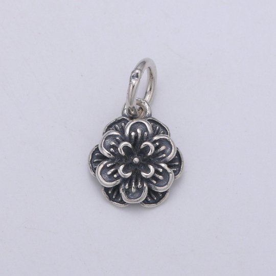 925 Sterling Silver Cosmos Charm, Floral Charm Antique Silver Flower Charm for Necklace Bracelet Earring Blossom Charm, SL-176 - DLUXCA